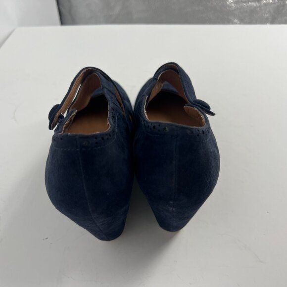 Jeffrey Campbell Leigh blue suede cross strap wedge shoes - Picture 5 of 12